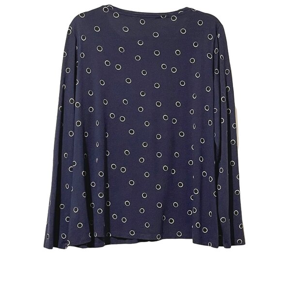 Boden Navy Polka Dot Long Sleeve Top UK18 US14 Tencel & Cotton Blend - Picture 3 of 9